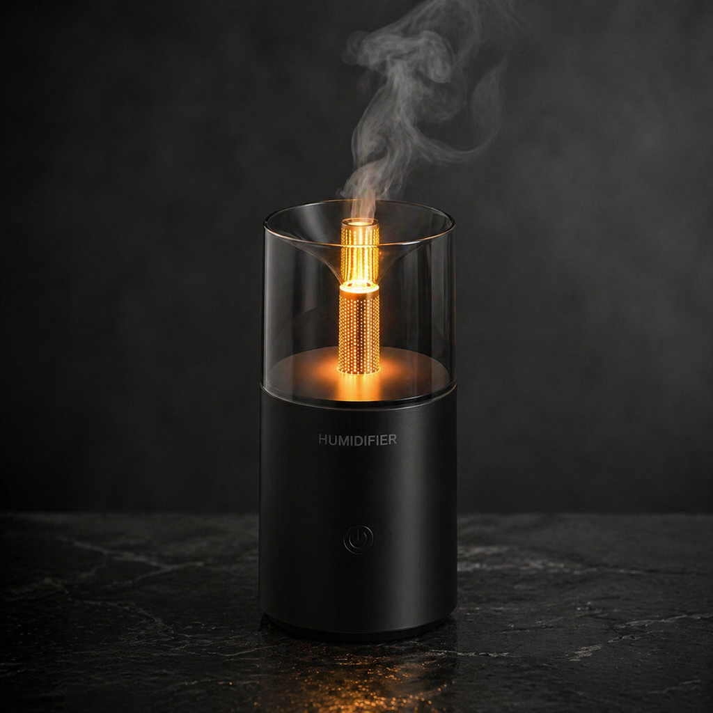 NeuralNook™ Aura-Mist | Portable Candlelight Humidifier & Essential Oil Diffuser