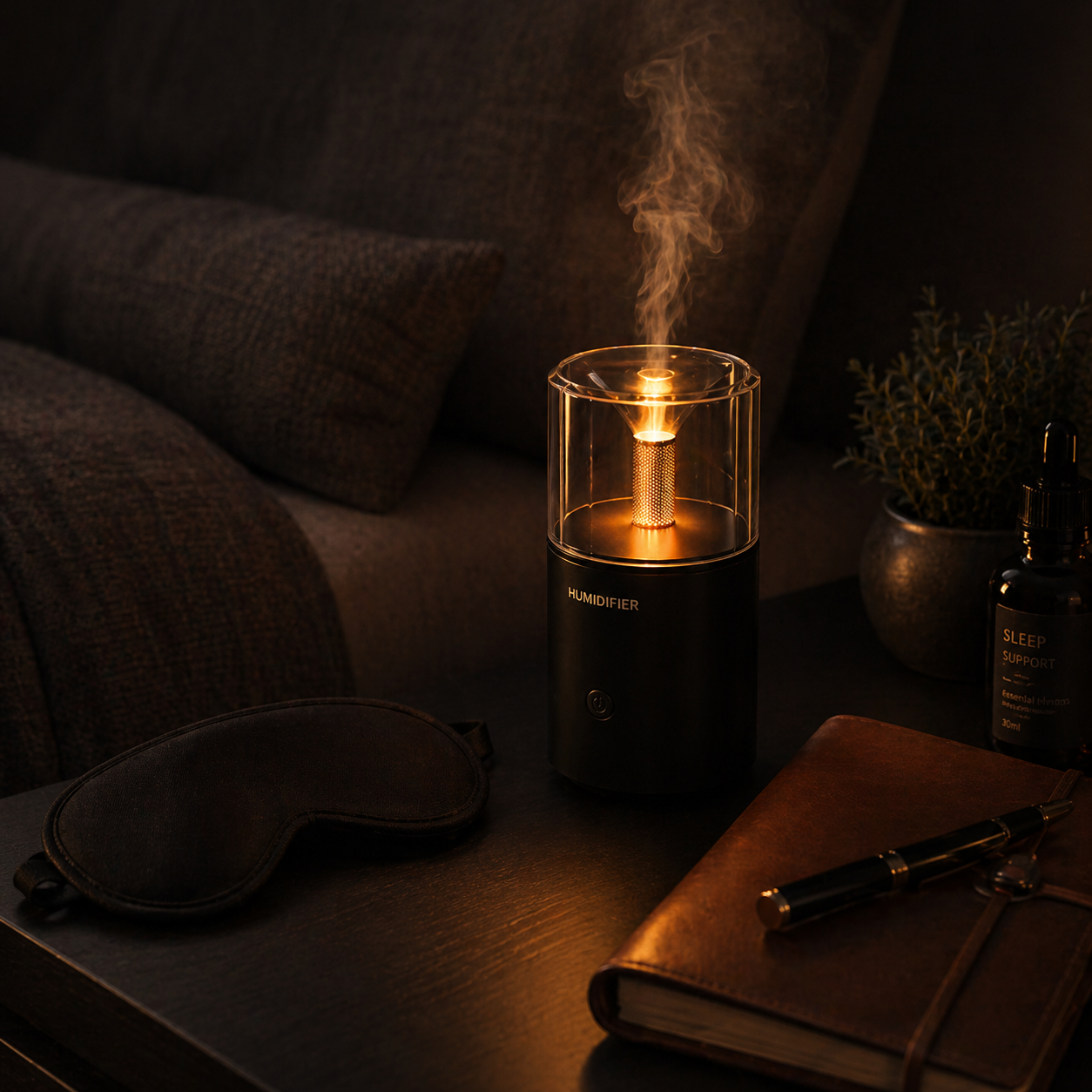 NeuralNook™ Aura-Mist | Portable Candlelight Humidifier & Essential Oil Diffuser