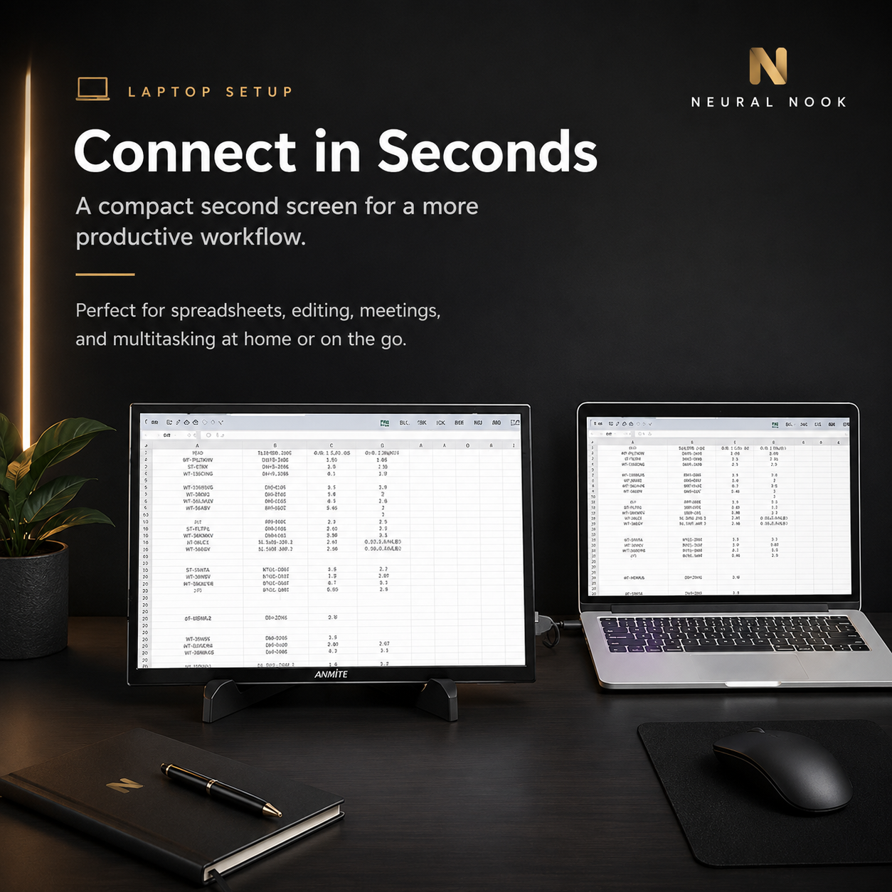 NeuralNook™ Vision-Sync | 10.5" Ultra-Portable IPS Productivity Hub