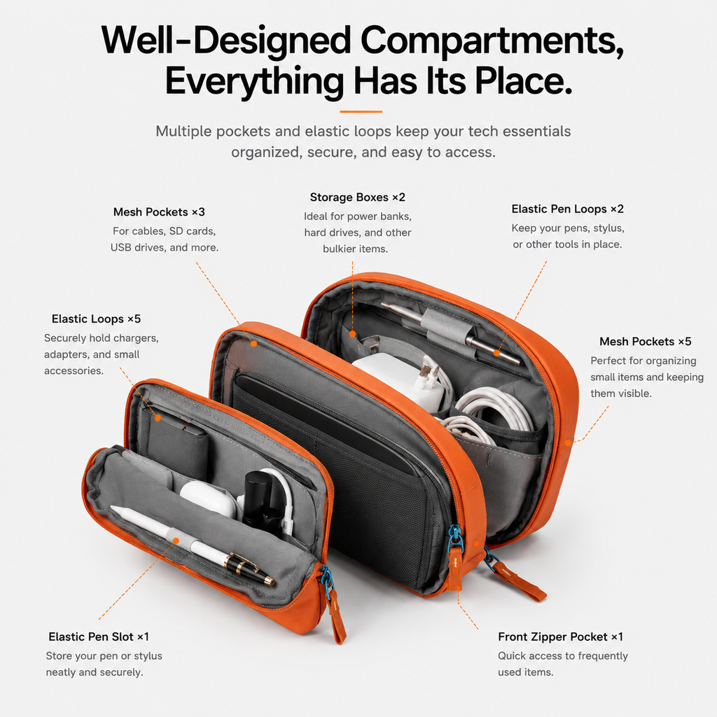 NeuralNook™ Nomad-Sync | Professional Tech-EDC Organizer & Multi-Layer Hardware
