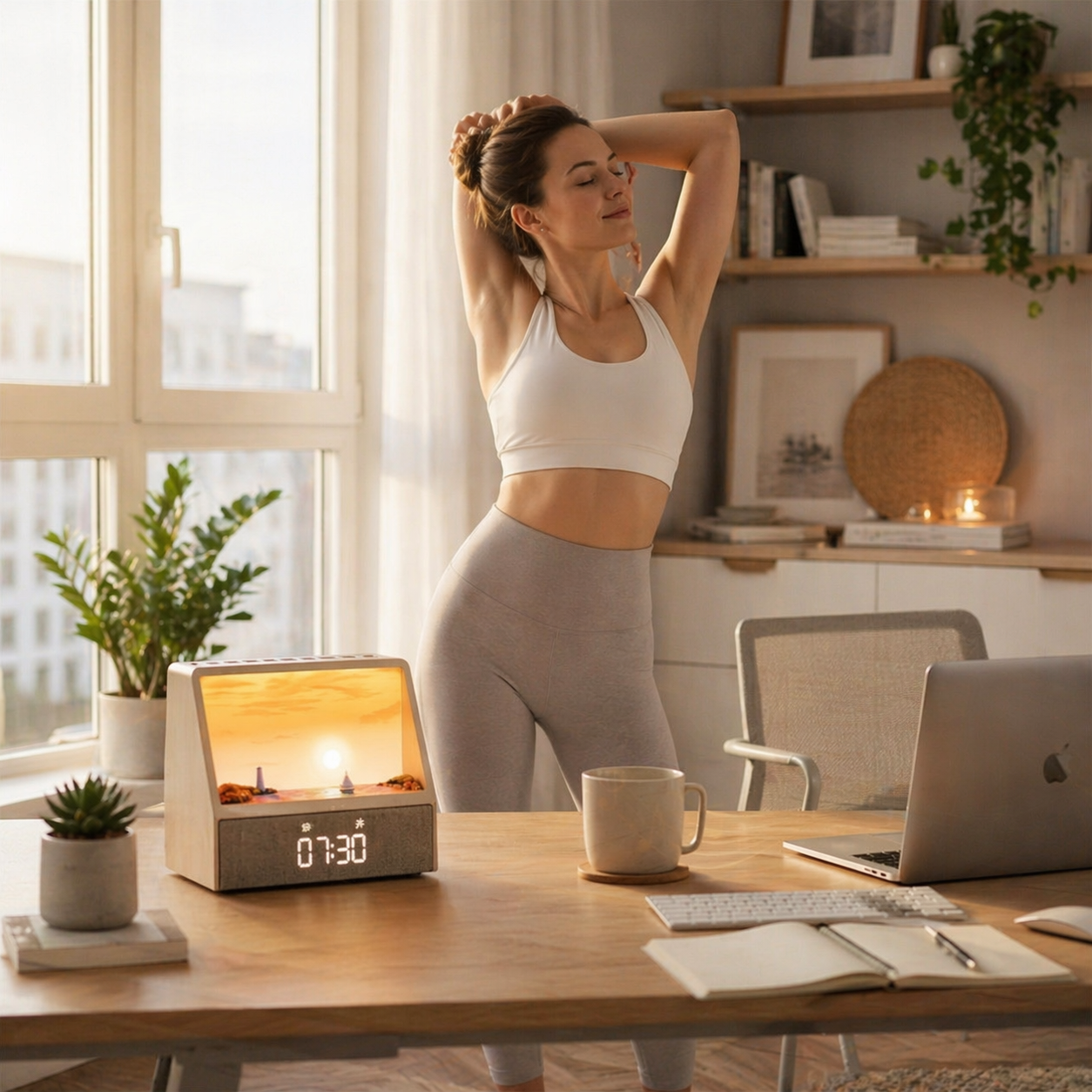NeuralNook™ Horizon Bio-Sync Hub | Sunrise Alarm Clock with 24 Zen Soundscapes & Hi-Fi Bluetooth Speaker